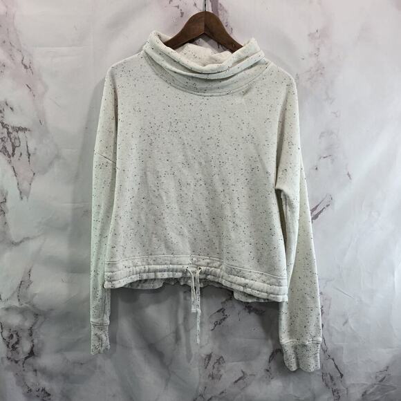 Tentree Sweatshirt Womens XL White Pullover Cowl Funnel Speckled Fleck 10 Tree - Picture 1 of 14